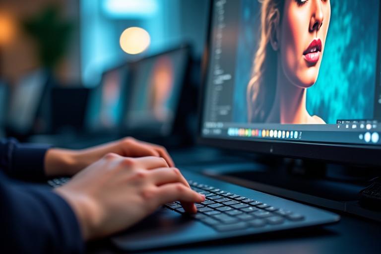 Schermo con software di fotoritocco avanzato
