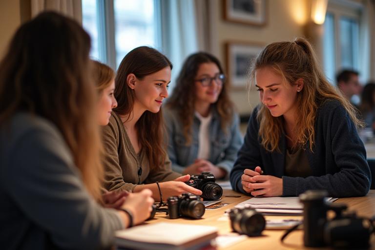 Gruppo di persone a un workshop di fotografia